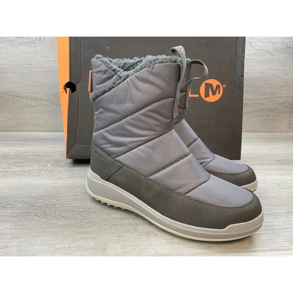Merrell Juno Bluff Polar‎ Women's Waterproof Boots Grey 6.5 Quilted Insulated